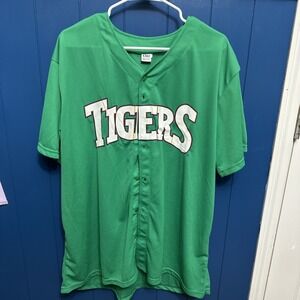 LOUSIANA STATE U LSU TIGERS Vtg Baseball Jersey Jacket XL Green